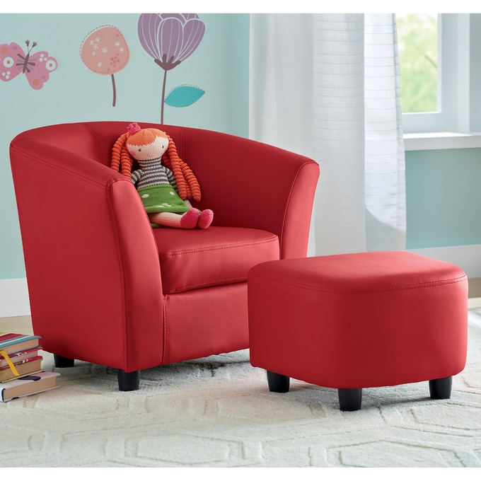 Kids' Barrel Chair & Ottoman, , large