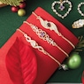 Genuine Gemstone 3-Piece Adjustable Bracelet Set, Goldtone, large