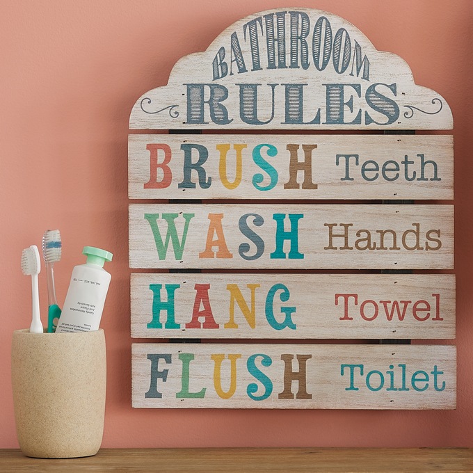 Bathroom Rules Wall Art, , large