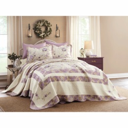 Tabitha Embroidered Floor-Length Quilt and Sham, , large