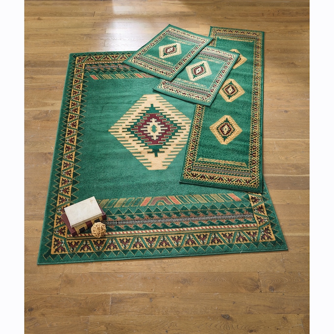 4-Piece Tucson Rug Set, Green, large