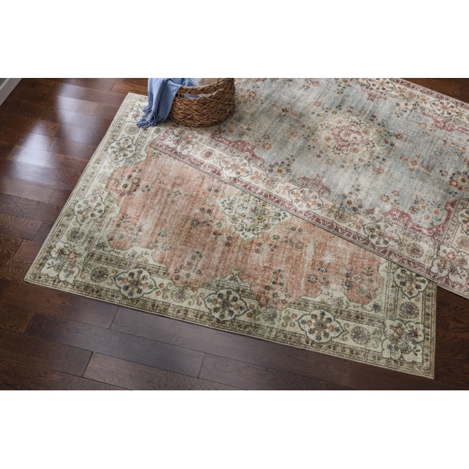 Lennox Machine Washable Distressed Area Rug with Nonslip Back, , large
