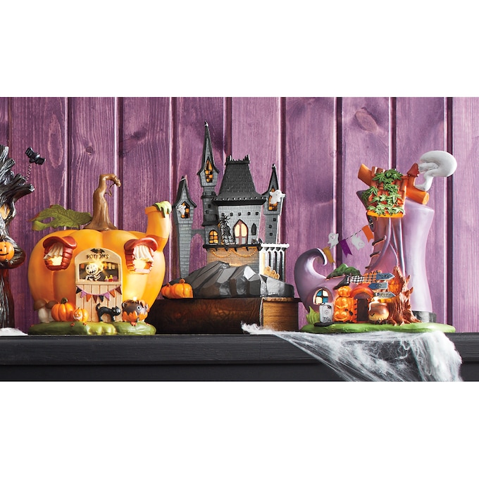 Lit Halloween Village Buildings, , large