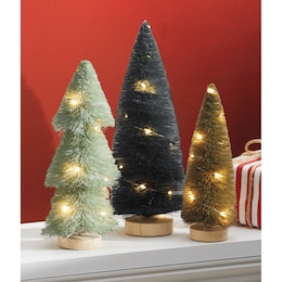 Set of 3 Lit Bottlebrush Trees, , large
