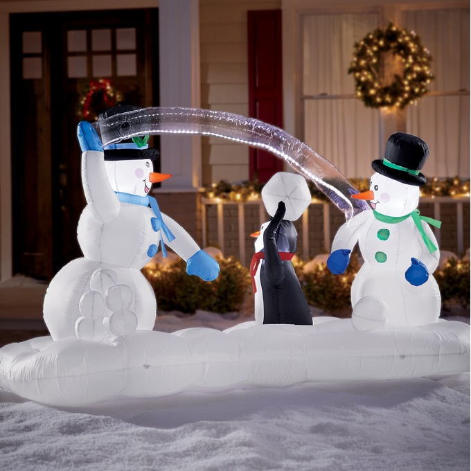 Inflatable Snowmen Throwing Snowball, , large