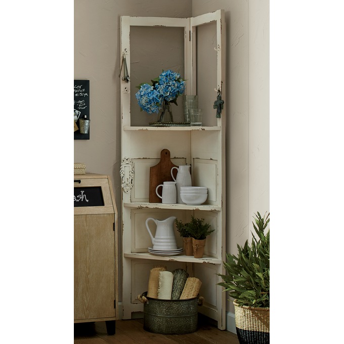 Antiqued Door Corner Shelf, , large