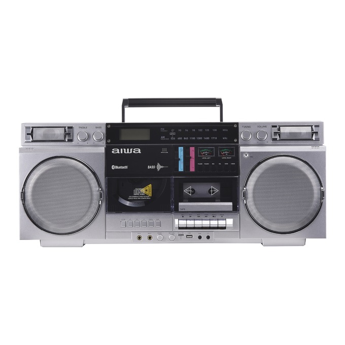 AIWA Retro Bluetooth Boom Box with CD & Cassette Player, , large
