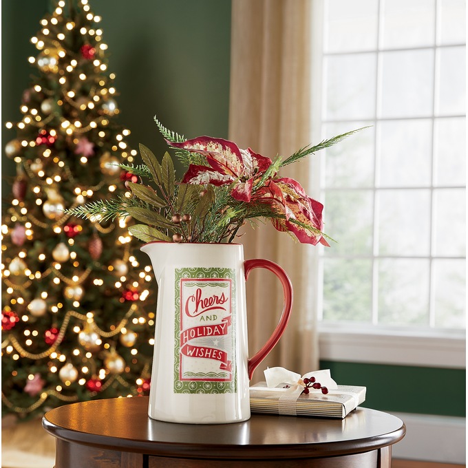 Holiday Wishes Stoneware Pitcher, , large