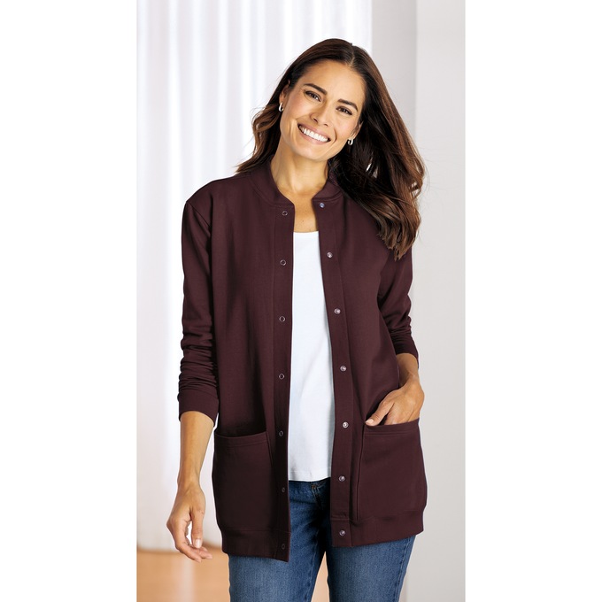 Snap-Front Cotton-Blend Women's Cardigan, , large