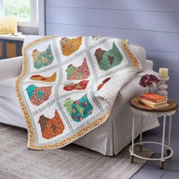 Quilted Patchwork Chicken Throw, , large