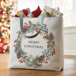 Merry Christmas Holiday Tote, , large