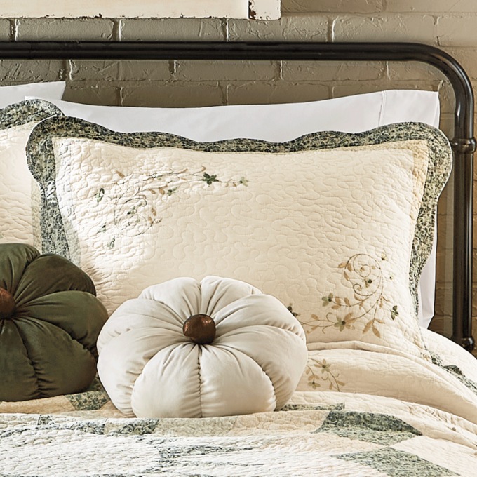 Harper Embroidered Scalloped Quilted Standard Sham, , large