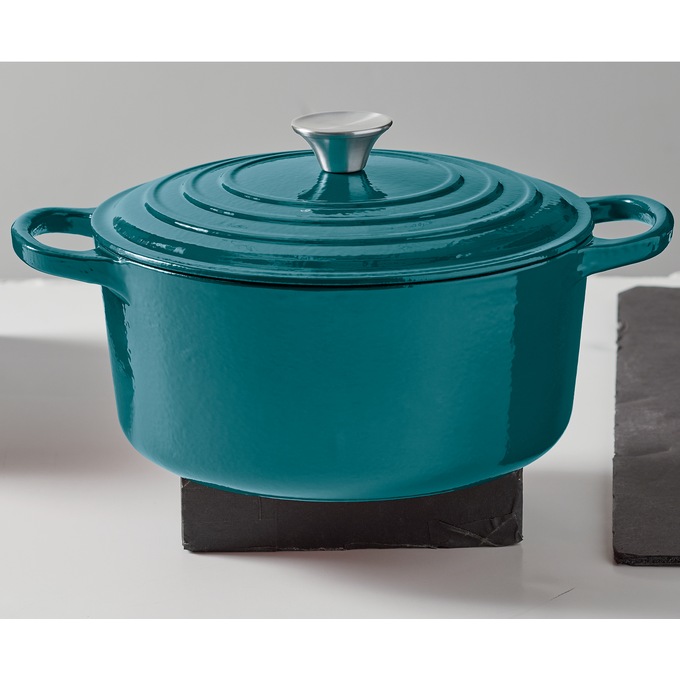 SAVEUR Selects Enameled Cast Iron Dutch Oven 5 Quart, Rabbit Grey