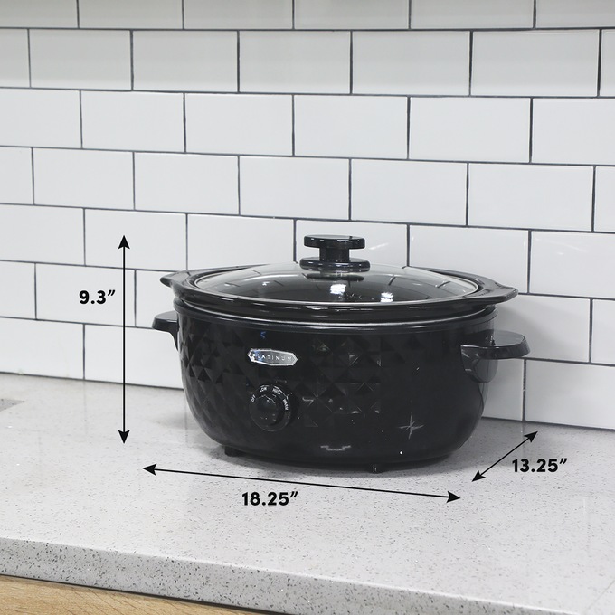 Elite Gourmet 6-Quart Diamond Pattern Slow Cooker, Black, large