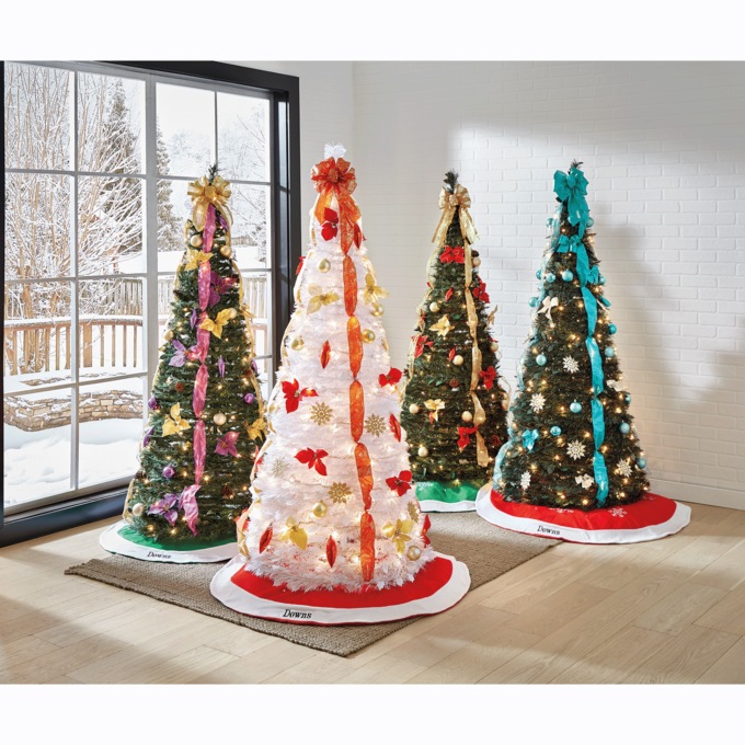 Poinsettia 6-Foot Pre-Lit Pop-Up Christmas Tree, , large