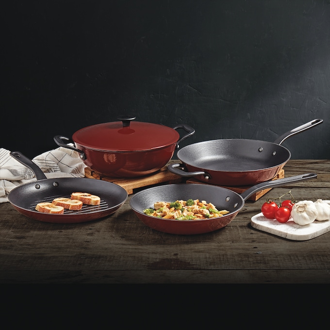 5-Piece Mason Enameled Cast Iron Cookware Set, Brick, large