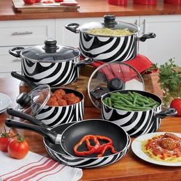 Ginny&amp;&#35;39;s 10-Piece Zebra Cookware Set, , large
