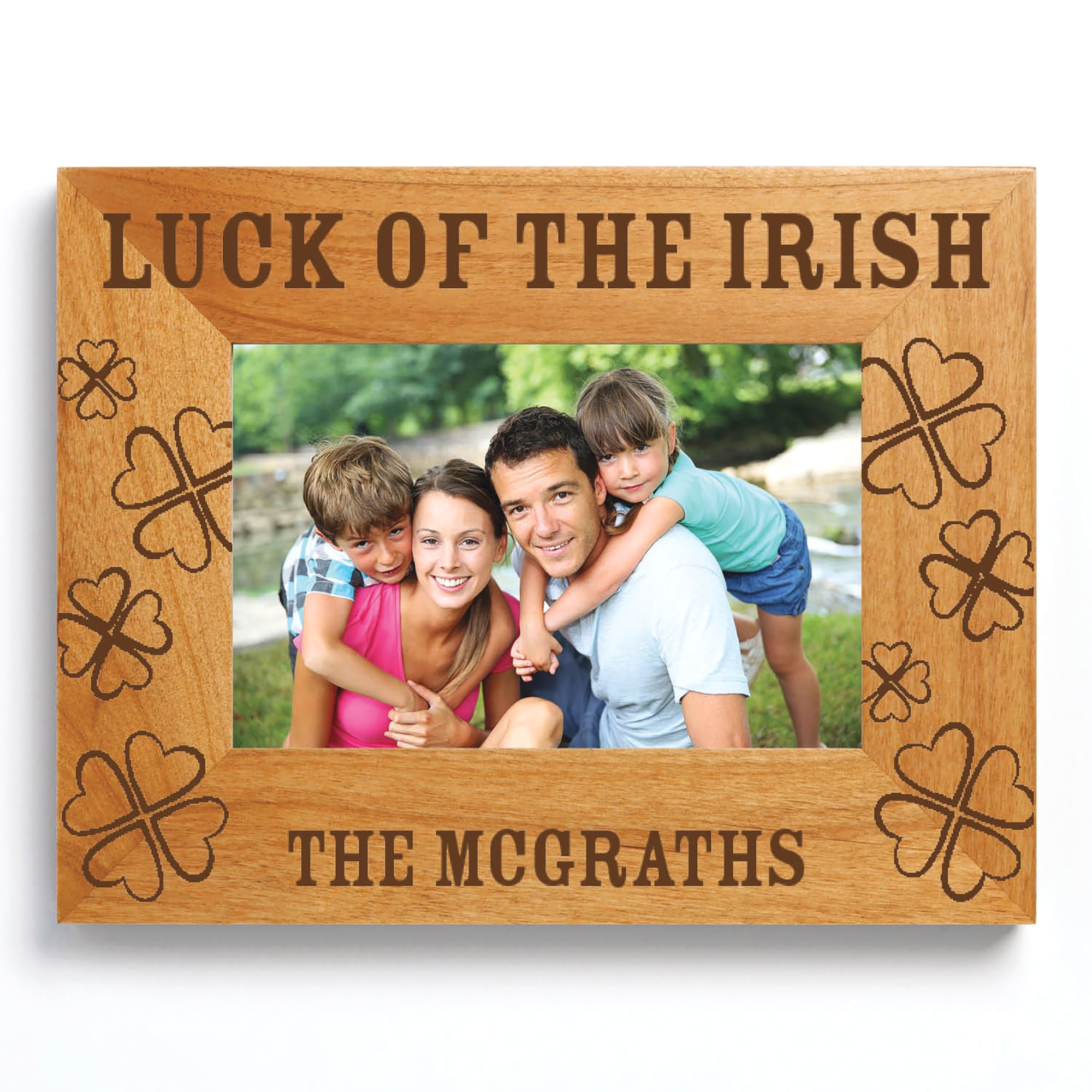 Personalized Luck of the Irish Picture Frame, Wood, large