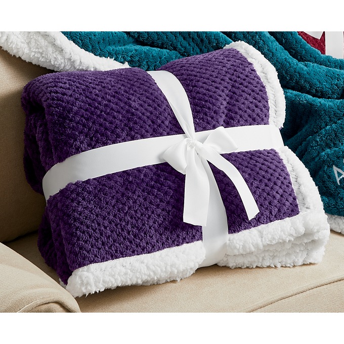 Cozy Textured Fleece Sherpa Reversible Throw, , large