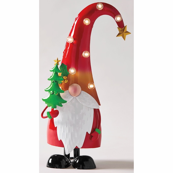 Lit Metal Christmas Gnome, , large