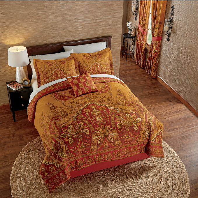 Veronica 4-Piece Comforter Set, Accent Pillow and Window Treatments, , large