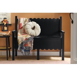 Scalloped Wood Bench, , large