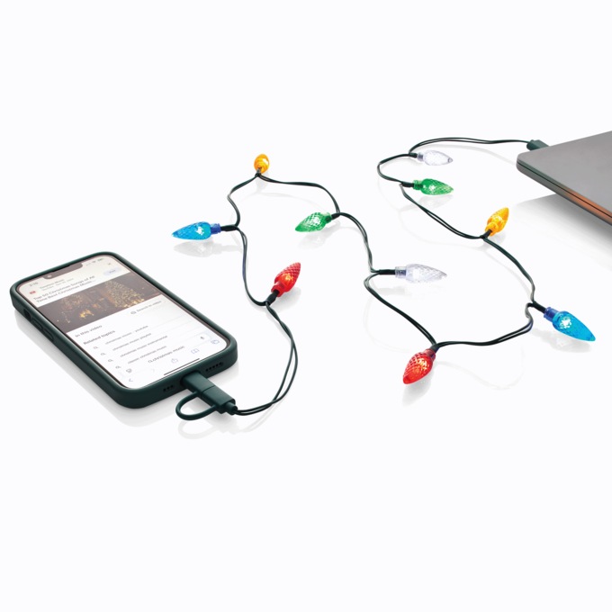 USB Charging Cable with Christmas Lights, , large