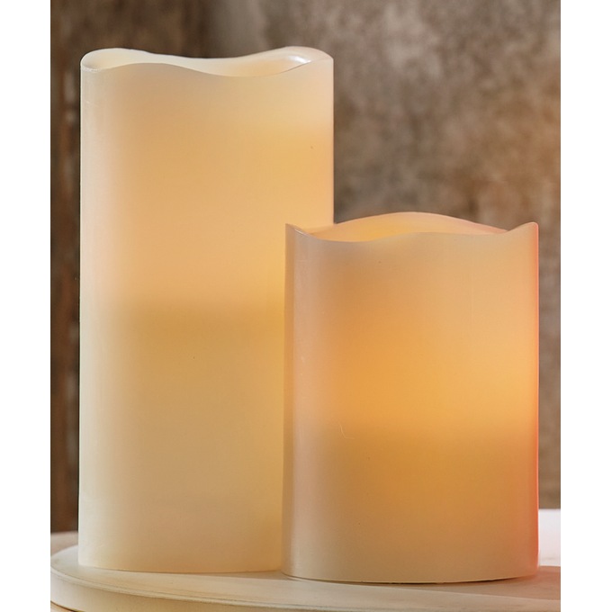 Set of 2 LED Pillar Candles, , large
