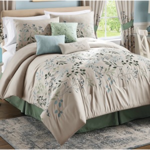 7-Piece Tranquil Embroidered Comforter Set, , large