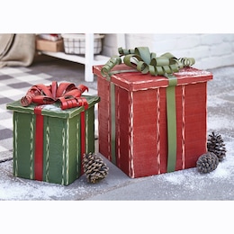 Set of 2 Chunky Wood Presents, , large