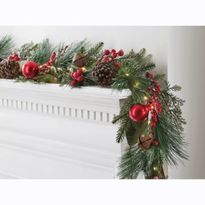 Lighted Faux-Pine Garland, , large