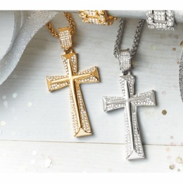 Men&#39;s Crystal Cross Pendant, , large