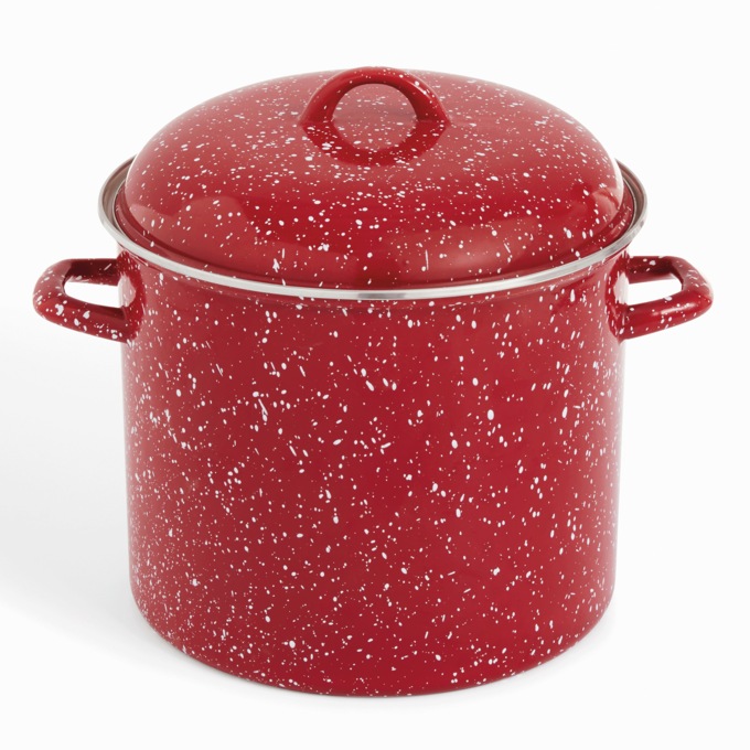 12-Quart Enameled Steel Stockpot & Lid with Speckled Finish, , large