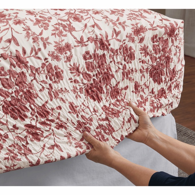 Bedtite Toile Microfiber Sheet Set, Red, large