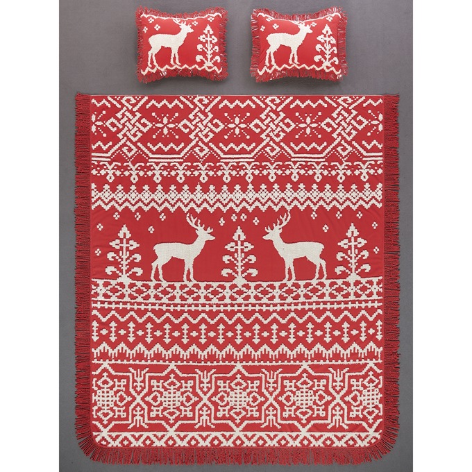 Fair Isle Chenille Bedspread, , large