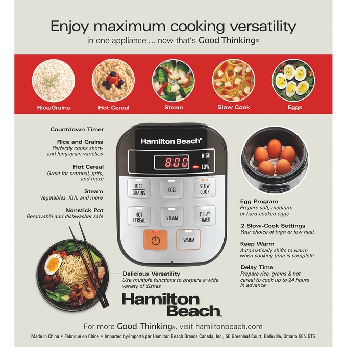 Hamilton Beach Compact Multi-Cooker, , large