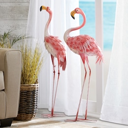 2-Piece Tall Metal Flamingo Set, , large