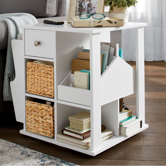Revolving end table on sale with storage