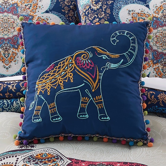 Boho Elephant Accent Pillow, , large