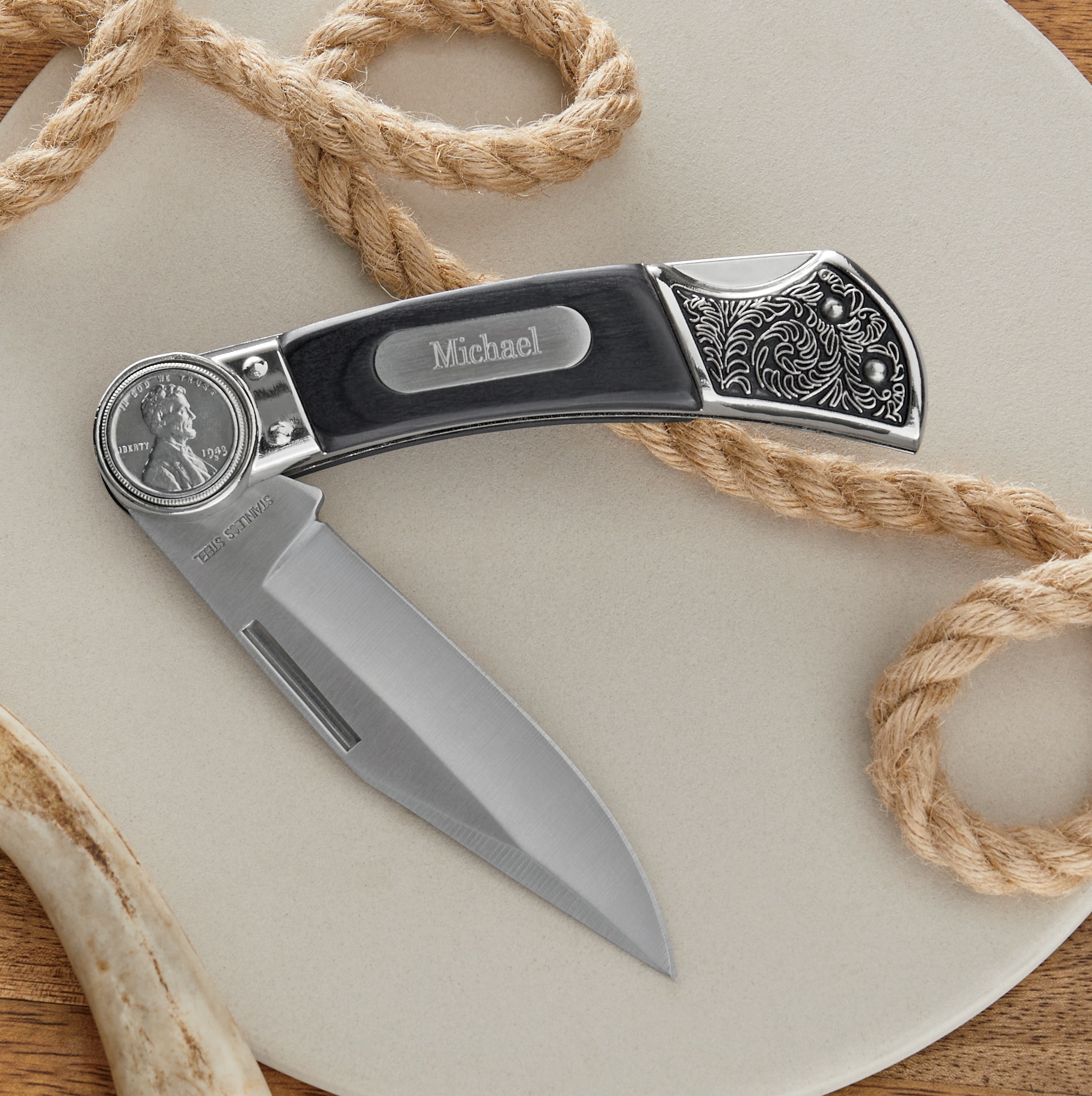 Personalized Lincoln Penny Pocket Knife Ginny's