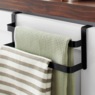 Set of 2 Over-the-Door Double Towel Racks, Iron, Black, , large