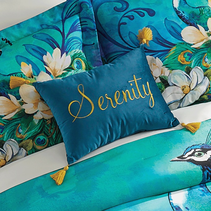 Serenity Peacock Accent Pillow, , large