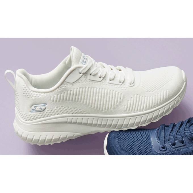 BOBS Women's Sport Squad Chaos Face Off Lace-Up by Skechers, Off White, large