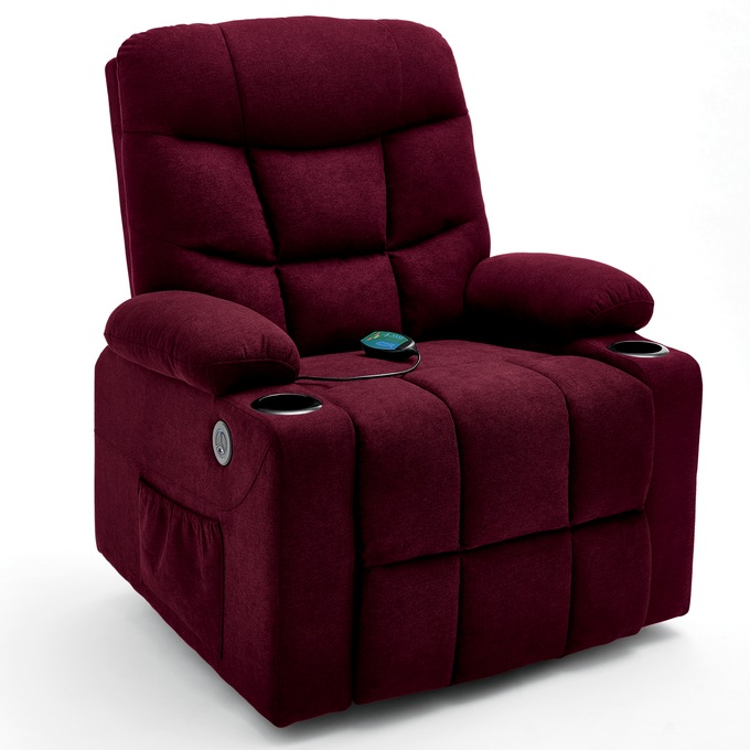Colton Lift Recliner with Heat & Massage, Burgundy, large