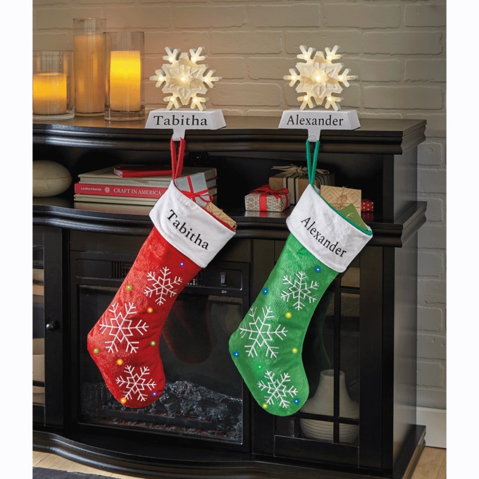 Lit Snowflake Stocking Holder, , large