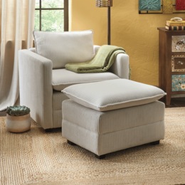 Pillow-Top Chair and Ottoman, , large