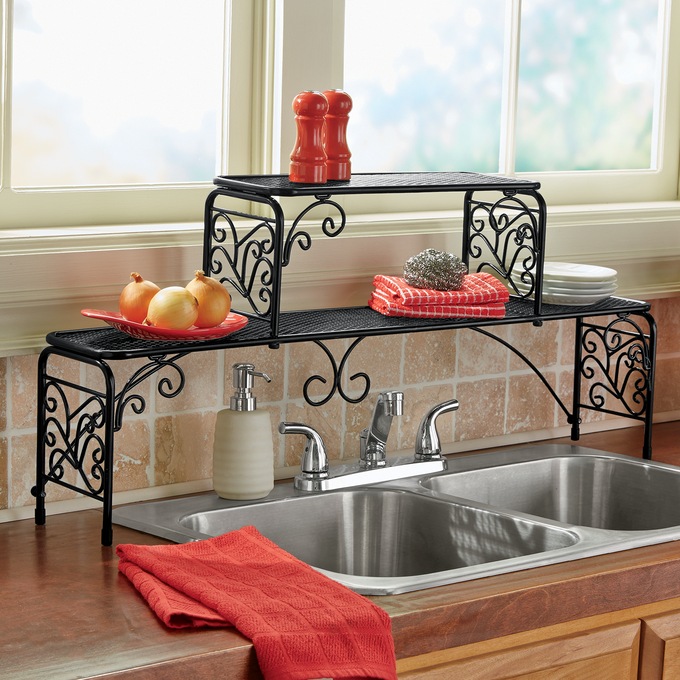 Timberlake 2-Tier Pedestal Sink Organizer in Silver