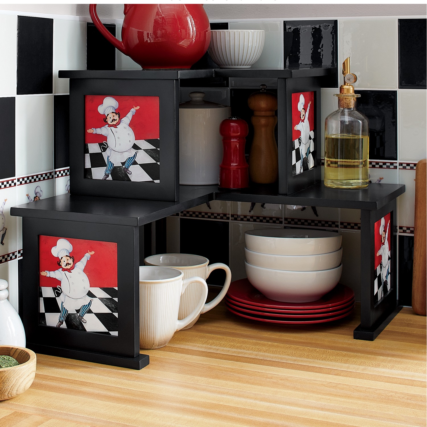 Kitchen Shelves with Reversible Art Tiles Ginny's