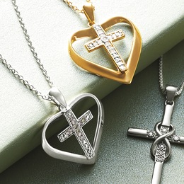 Diamond Heart/Cross Pendant, , large