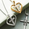 Diamond Heart/Cross Pendant, , large